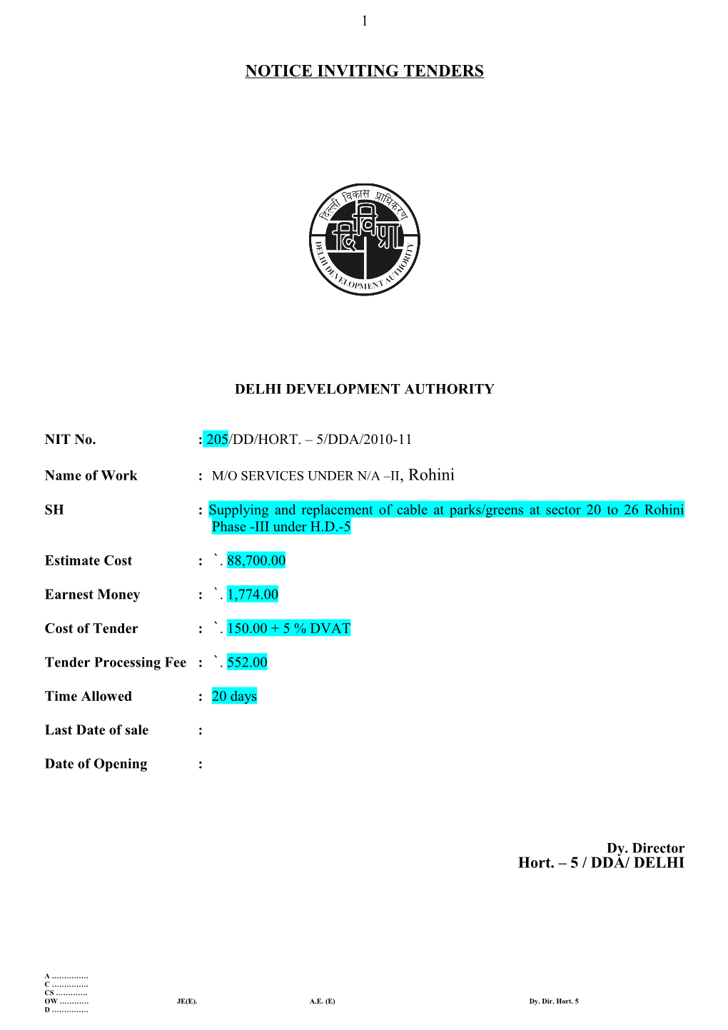 Notice Inviting Tenders s1