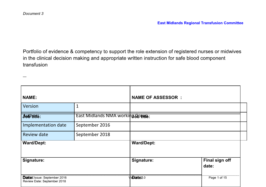 East Midlands Regional Transfusion Committee