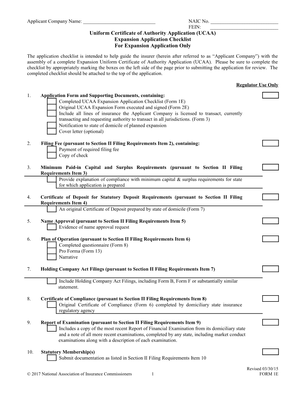 UCAA Expansion Application Form 1E