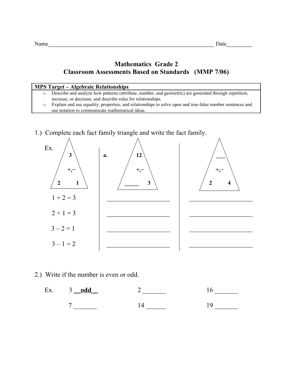 Classroom Assessments Based on Standards (MMP 7/06)