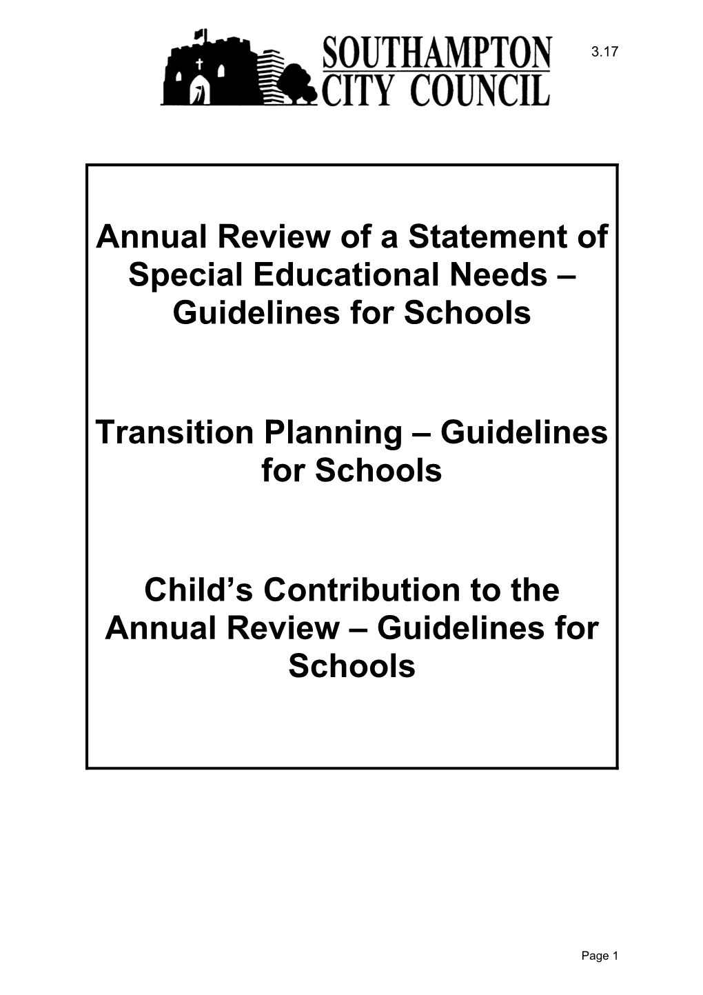 Annual Review of a Statement of Special Educational Needs Guidelines for Schools