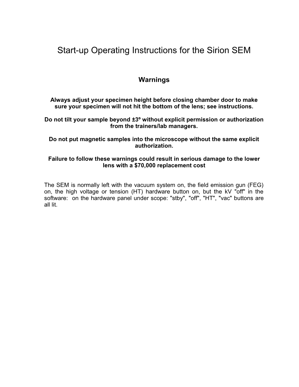 Sirion SEM Instructions