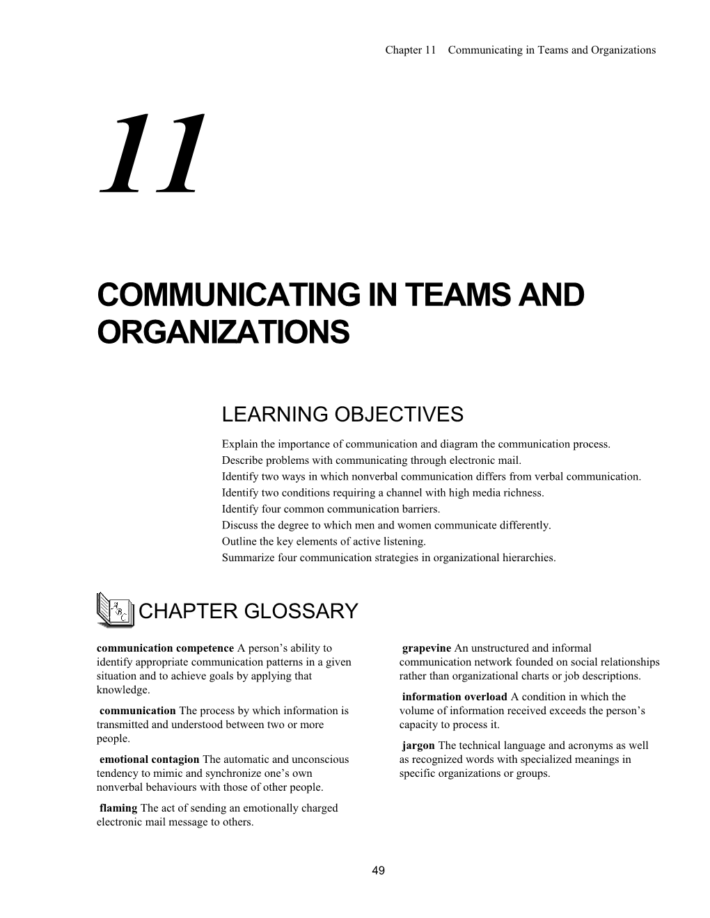 Chapter 11 Communicating in Teams and Organizations