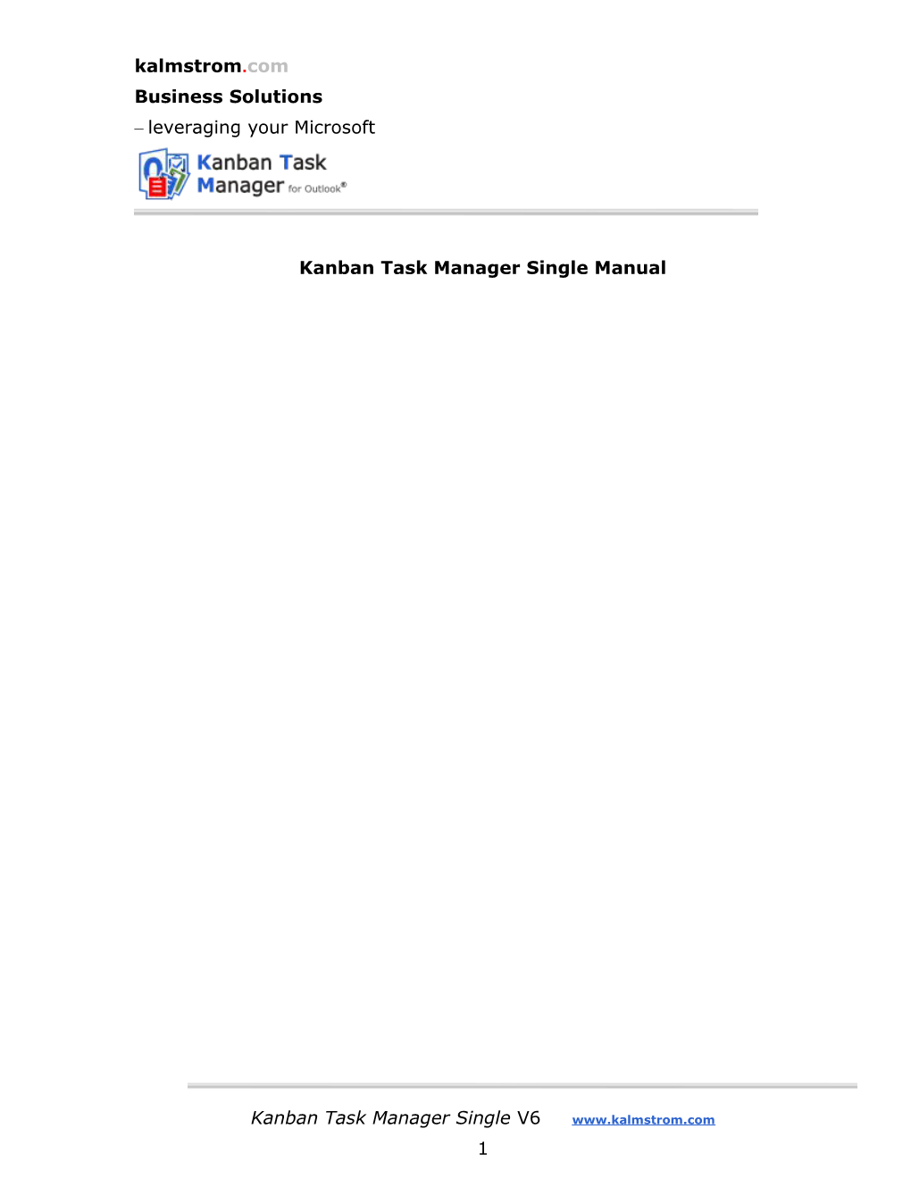 User Manual, Kanban Task Manager Single for Outlook