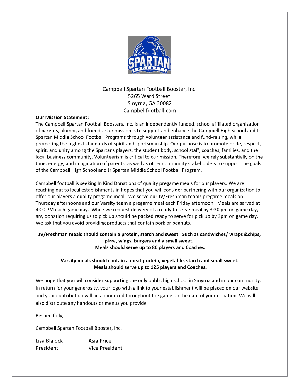 Campbell Spartan Football Booster, Inc