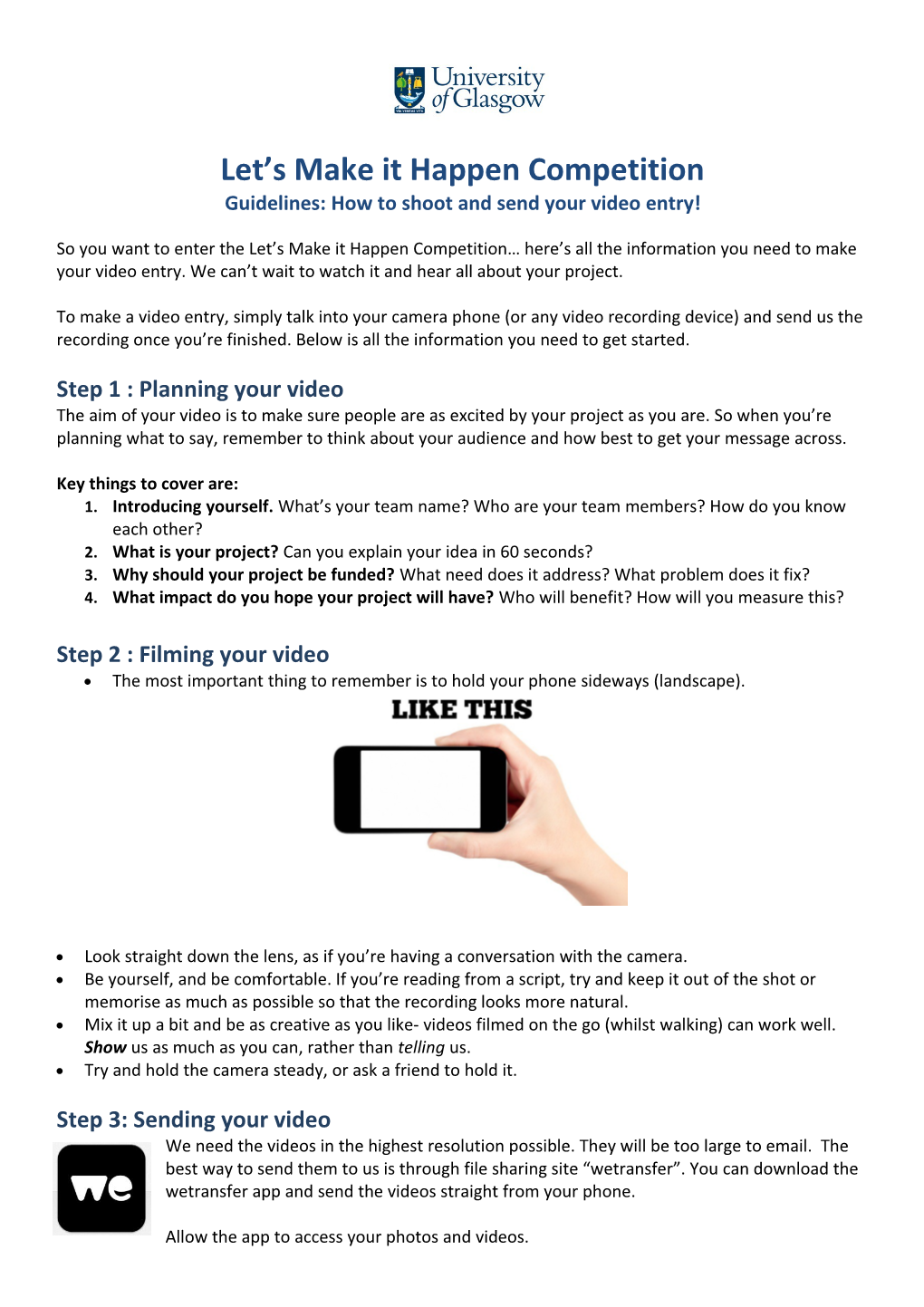 Guidelines: How to Shoot and Send Your Video Entry!