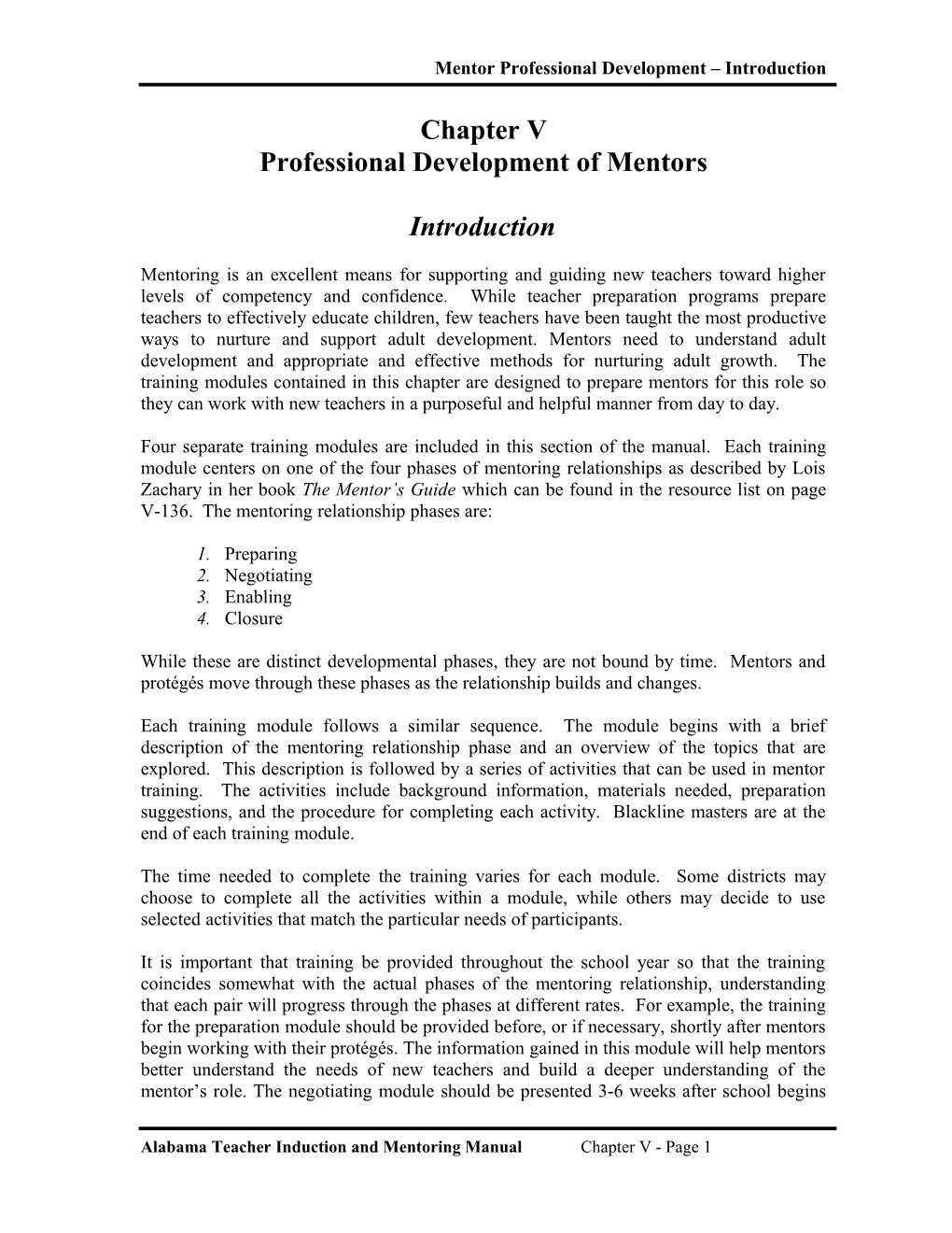 Professional Development of Mentors