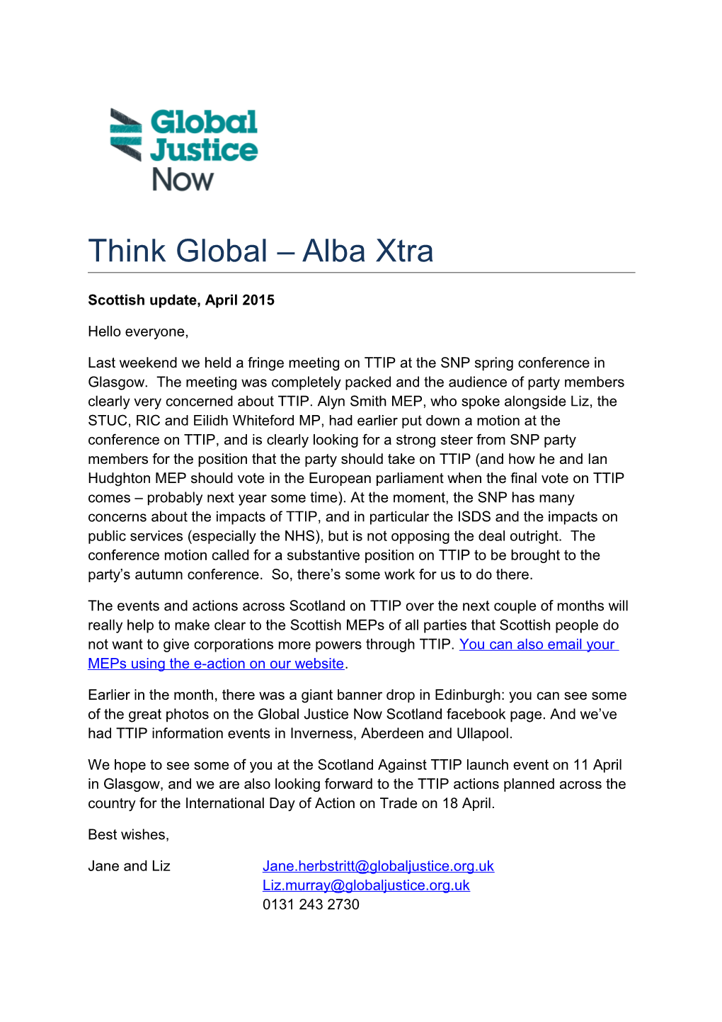 Think Global Alba Xtra