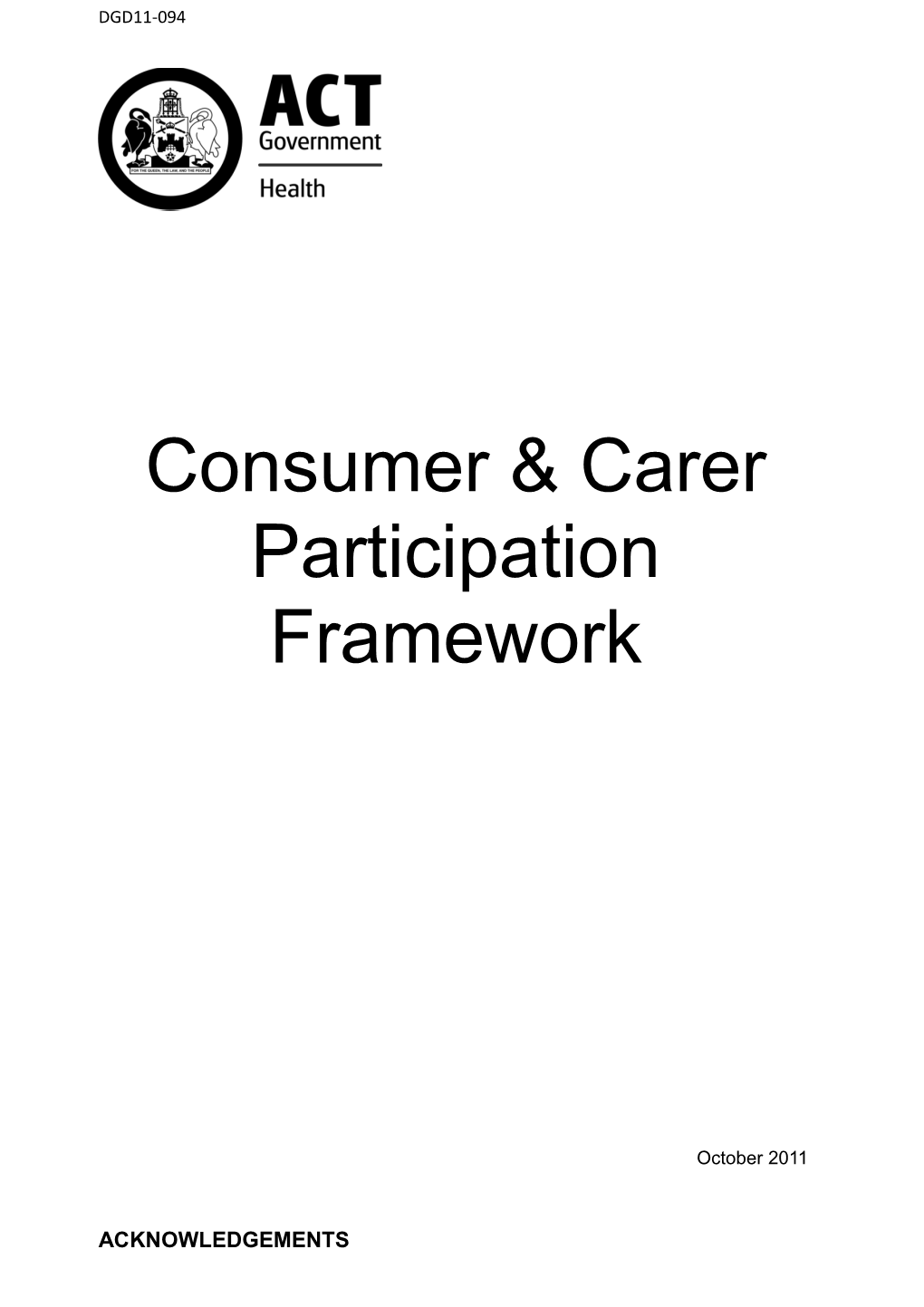 Consumer and Carer Participation Framework