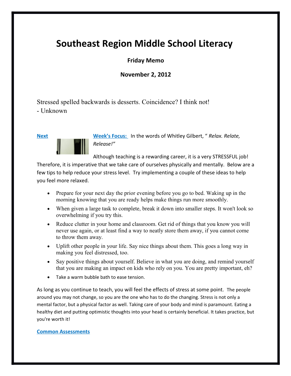 Southeast Region Middle School Literacy