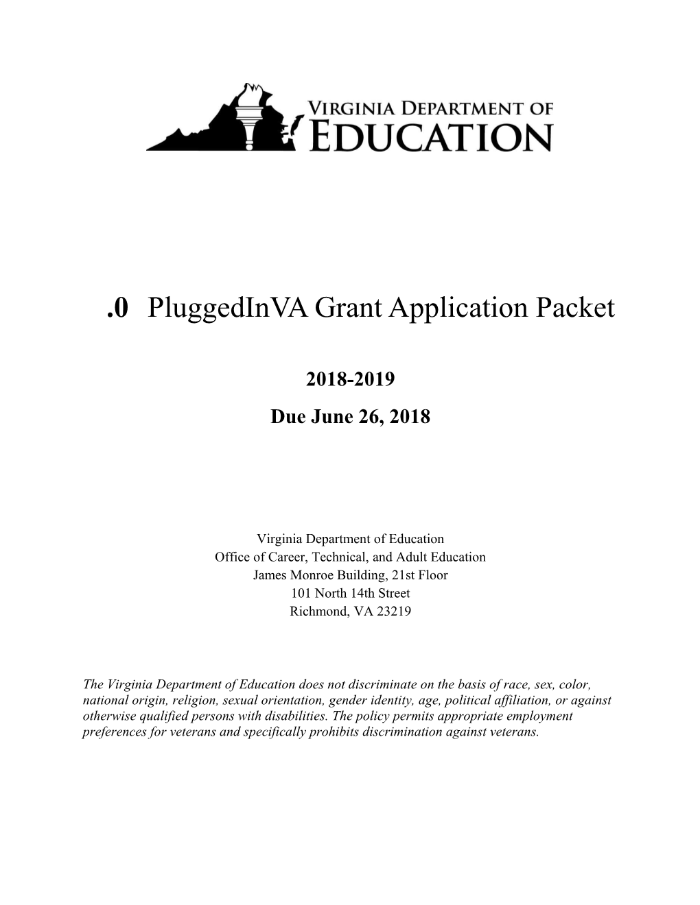 Pluggedinva Grant Application Packet