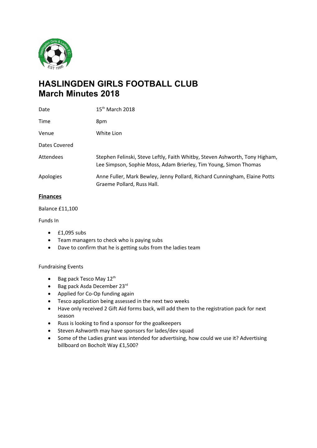 Haslingden Girls Football Club