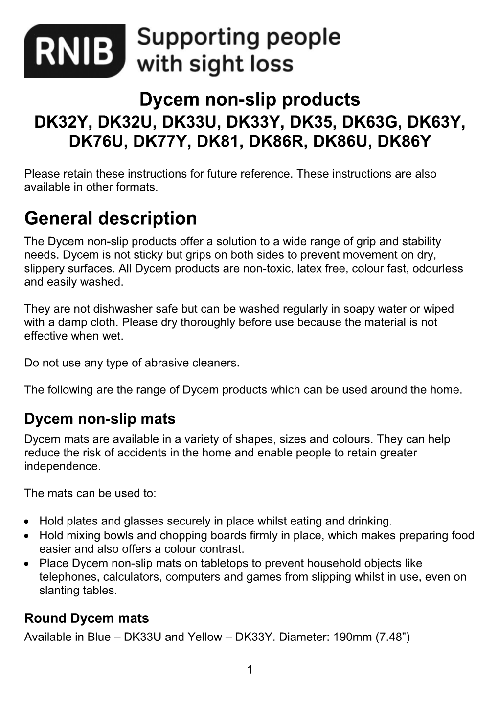 Dycem Non-Slip Products