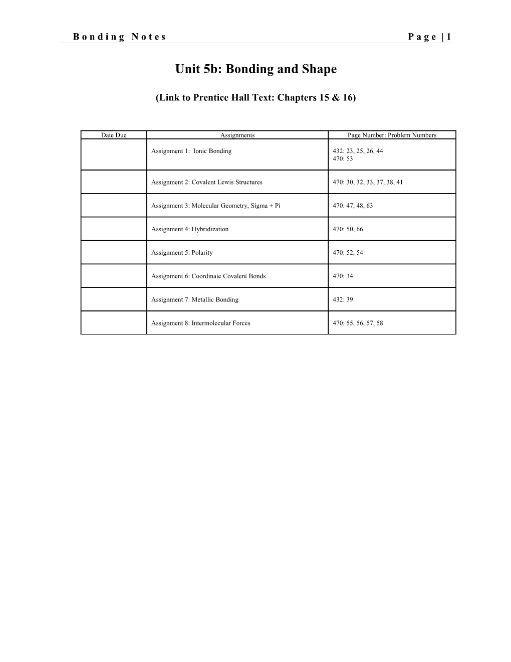 Unit 5B: Bonding and Shape