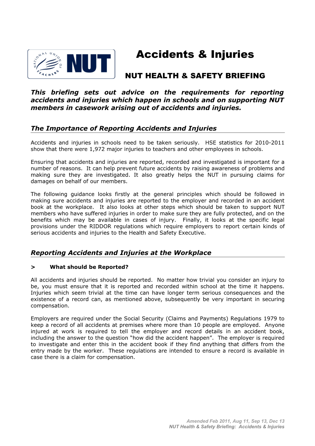 The Importance of Reporting Accidents and Injuries