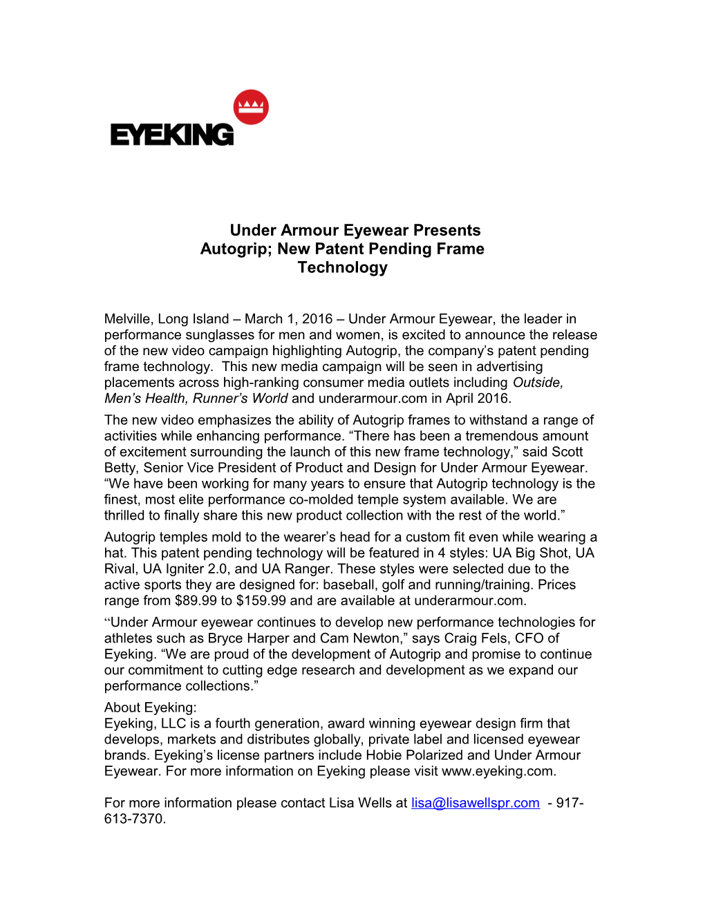 Under Armour Eyewear Presents Autogrip; New Patent Pending Frame Technology
