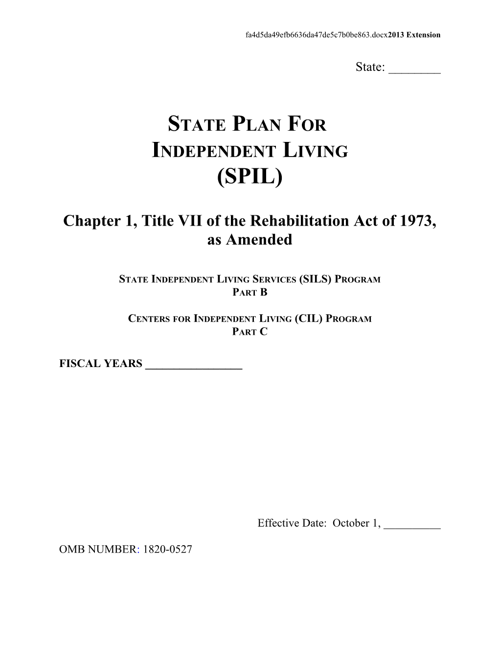 Chapter 1, Title VII of the Rehabilitation Act of 1973, As Amended