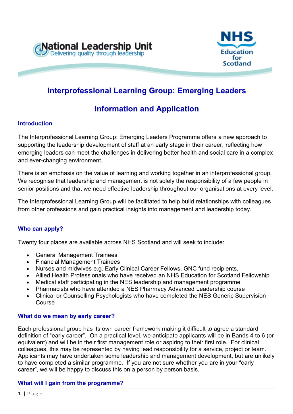 Interprofessional Learning Group: Emerging Leaders