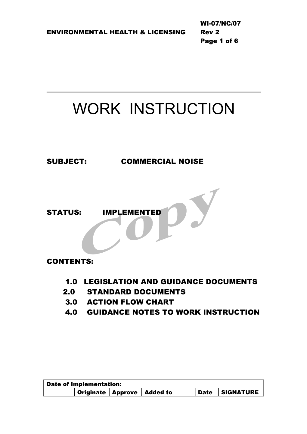 SUBJECT: Commercial Noise