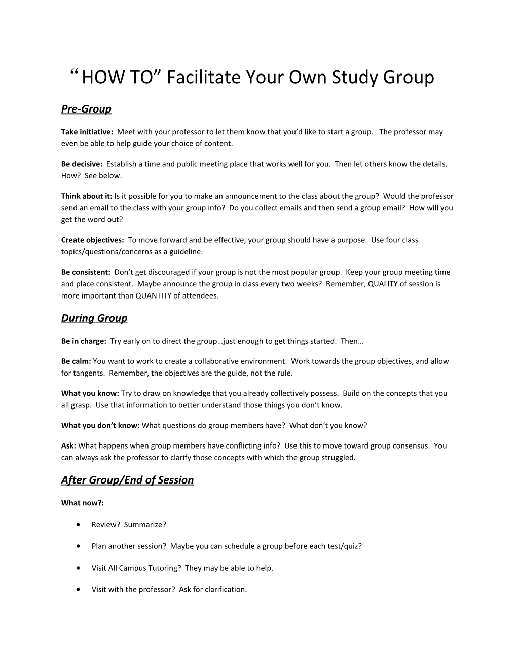 HOW to Facilitate Your Own Study Group