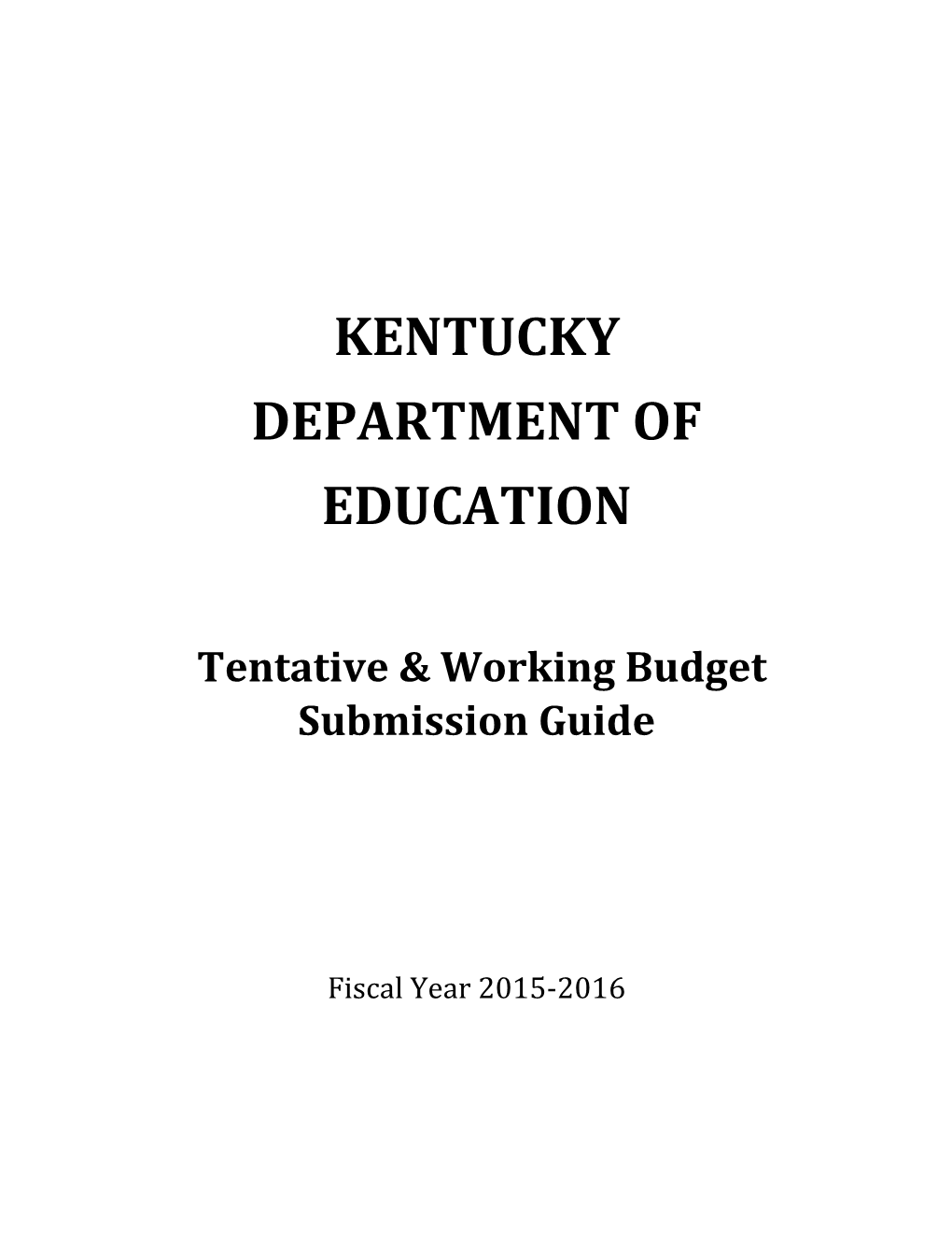 Tentative and Working Budget Submission Guide
