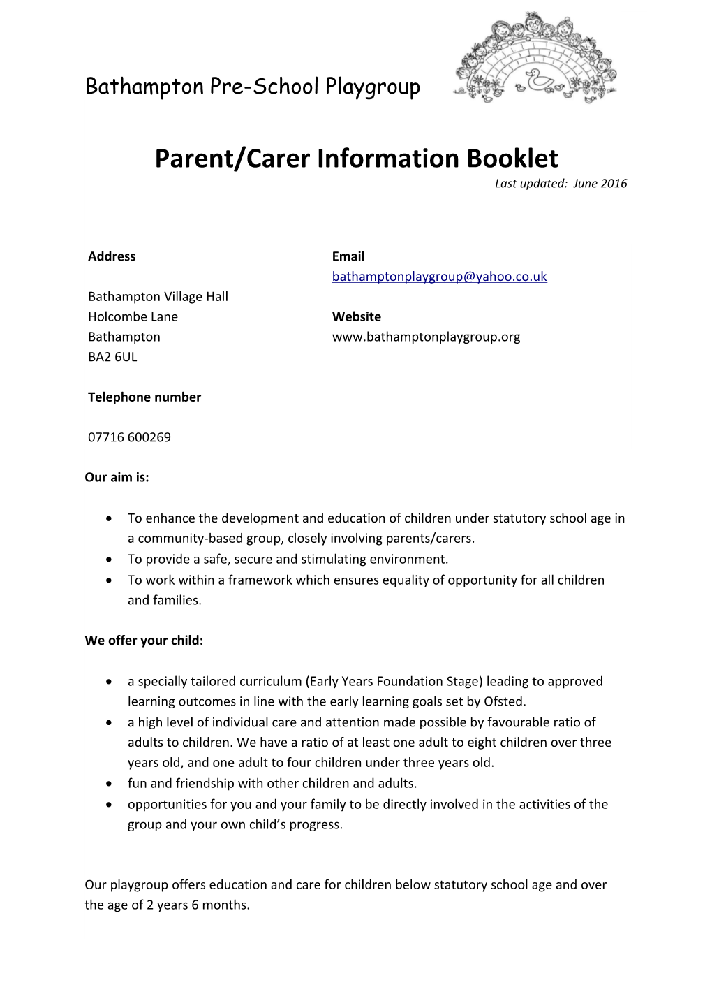 Parent/Carer Information Booklet