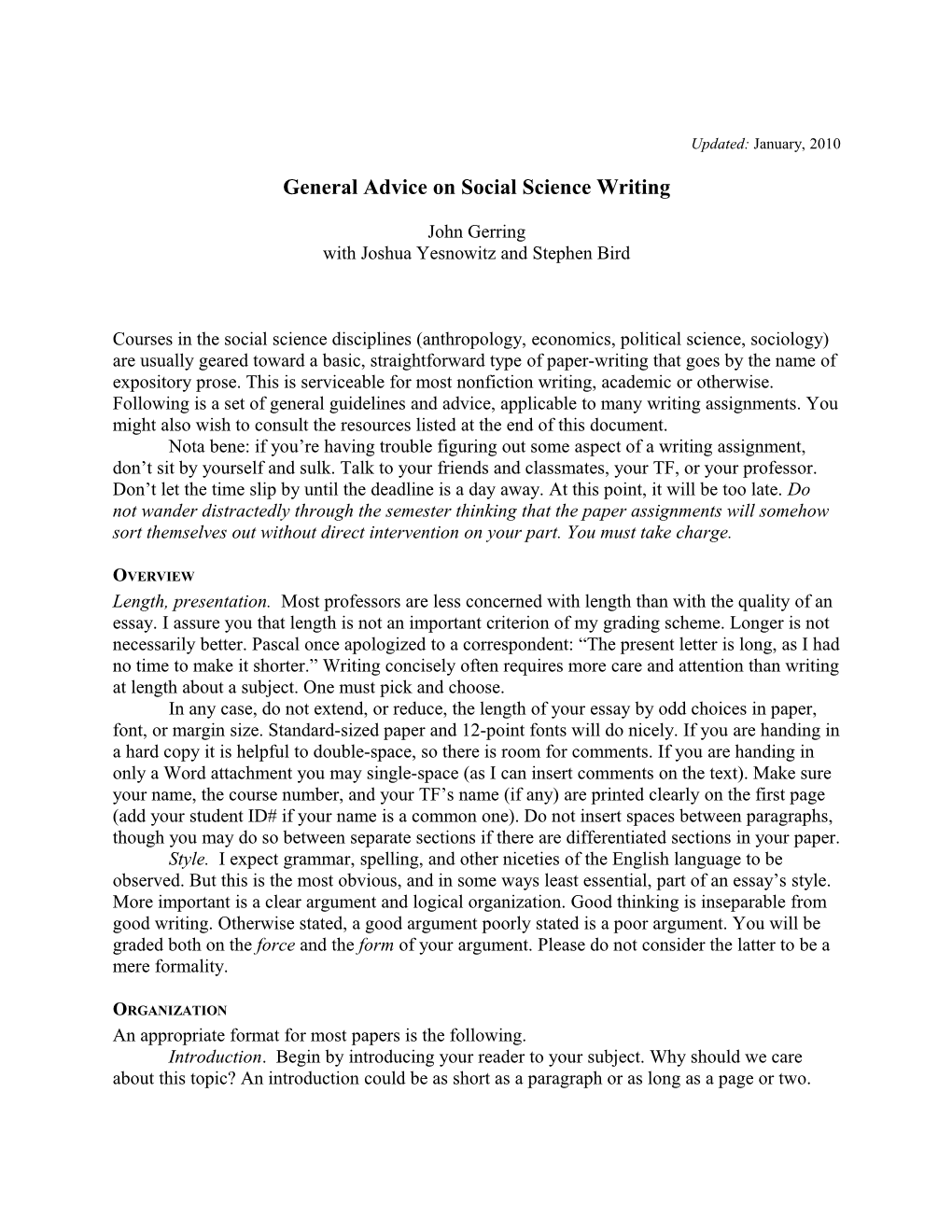 General Advice on Social Science Writing