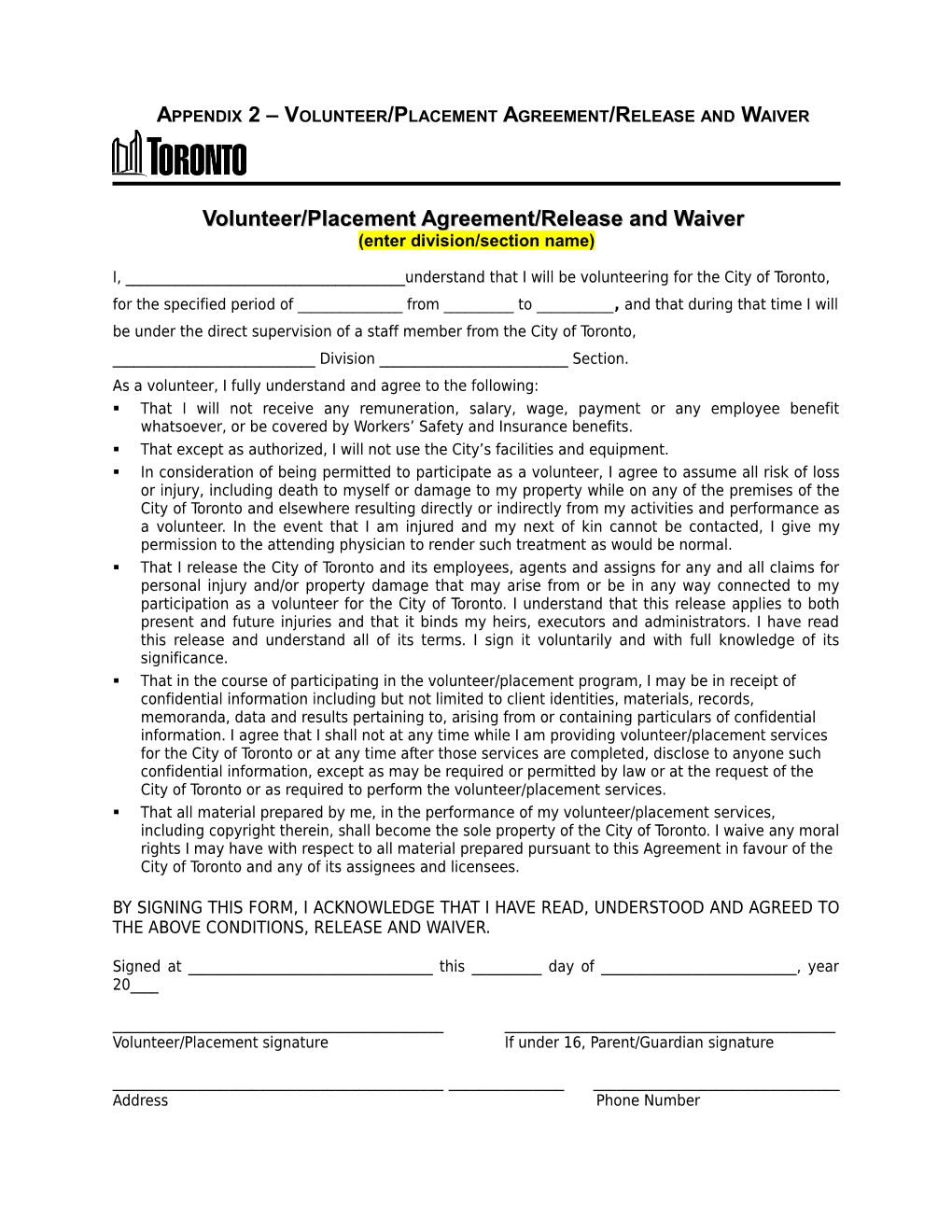 Appendix 5 Consent to Obtain Ministry of Transportation Driver S Abstract Information For