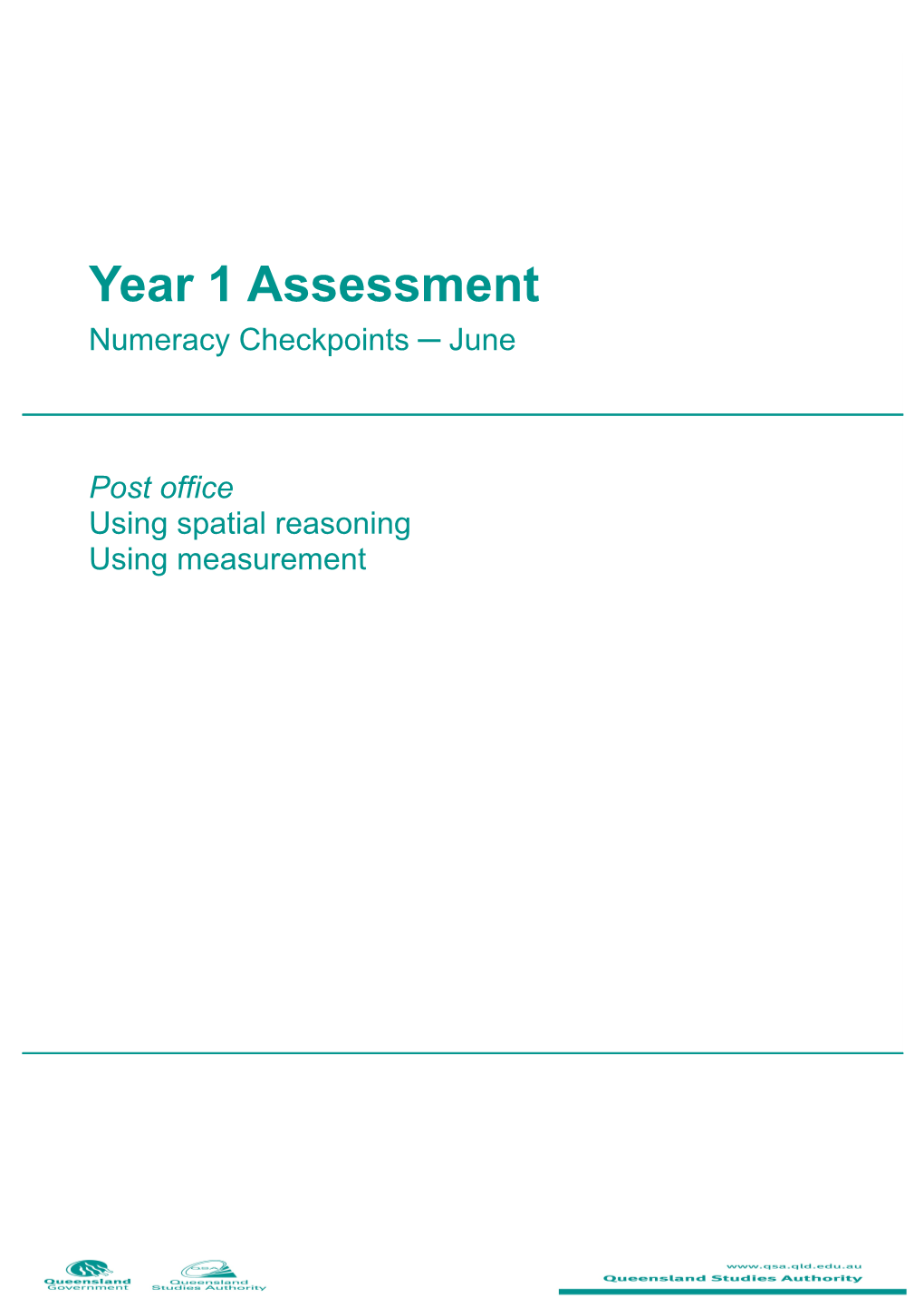 Year 1 Assessment - Numeracy Checkpoints: Post Office - Using Spatial Reasoning, Using