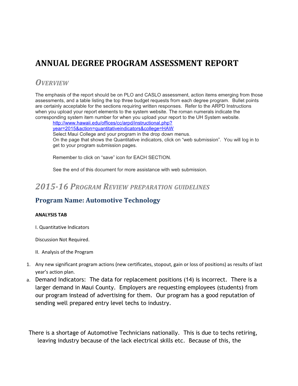 Annual Degree Program Assessment Report s2