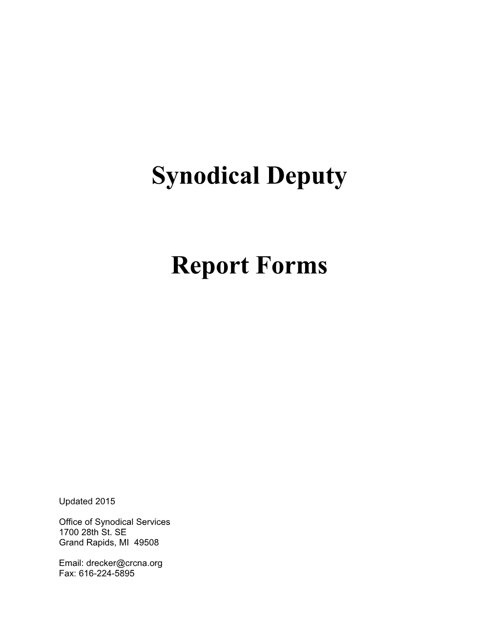 Manual for Synodical Deputies