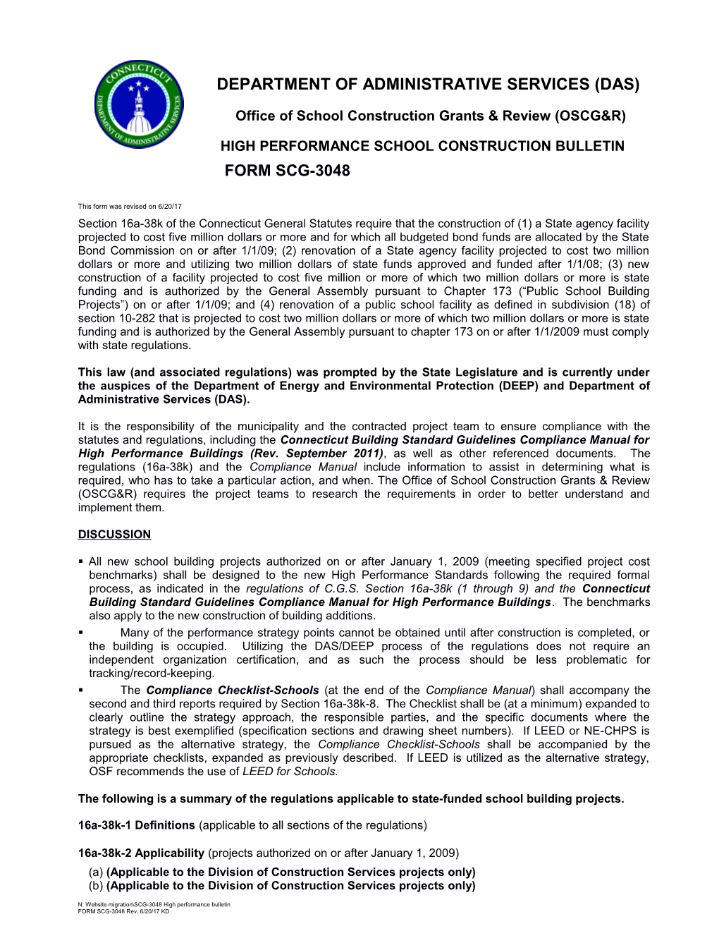 ORM SCG-3048 High Performance School Construction Bulletin