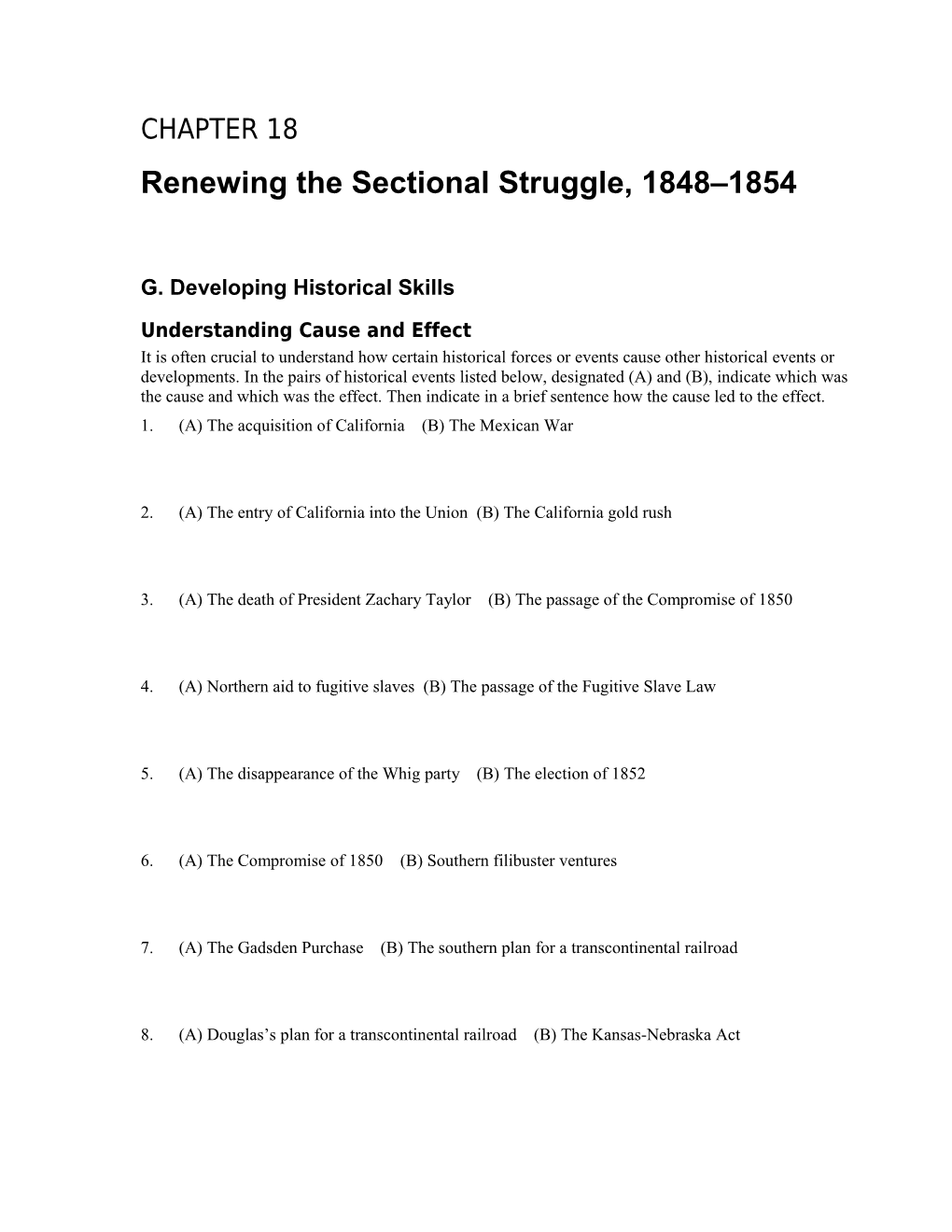Renewing the Sectional Struggle, 1848 1854