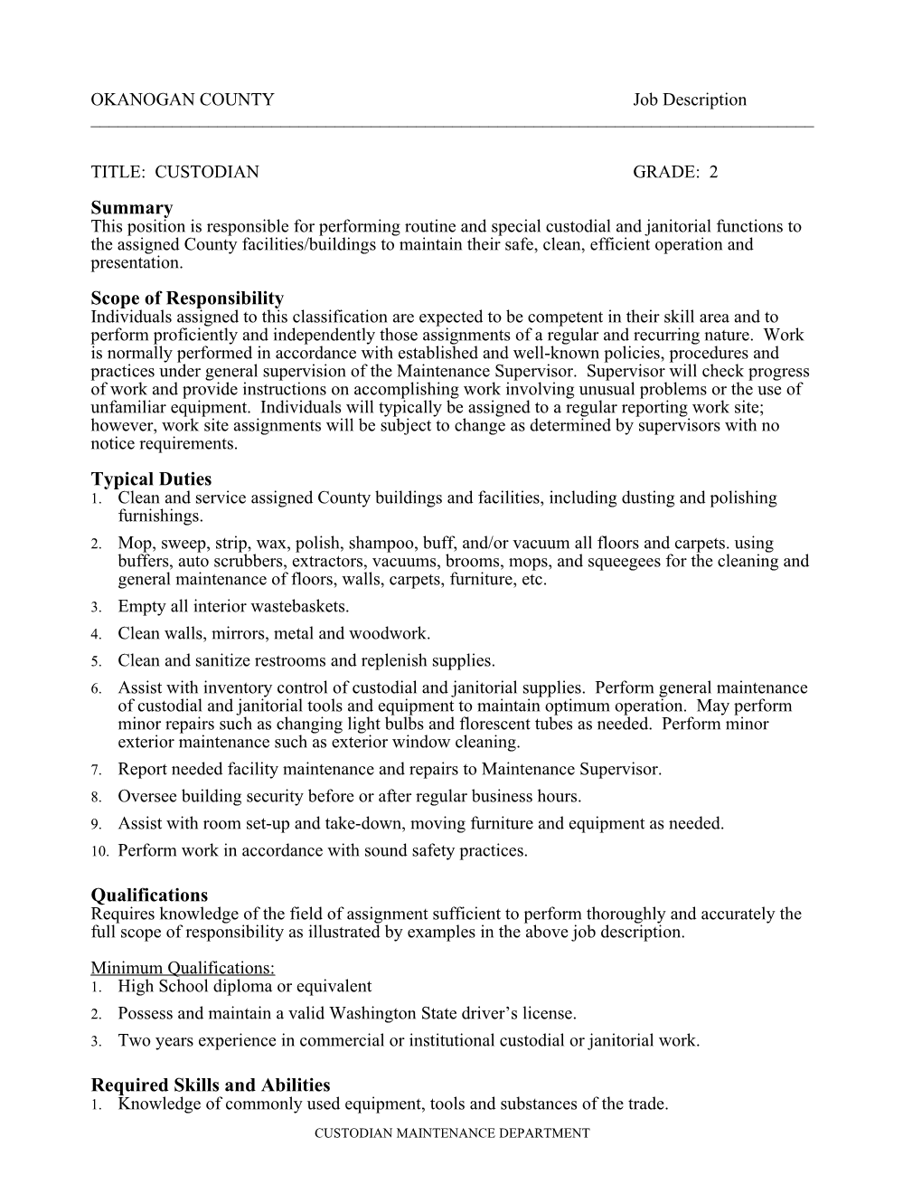 Park Maintenance Worker II