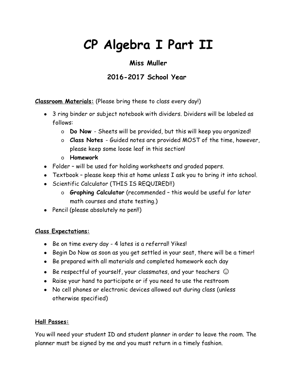 CP Algebra I Part II