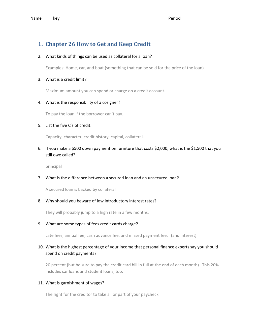 Chapter 26 How to Get and Keep Credit