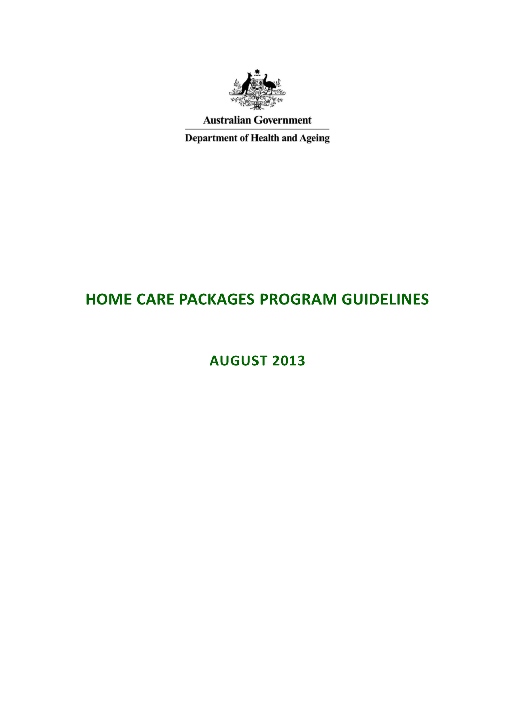 Home Care Packages Program Guidelines