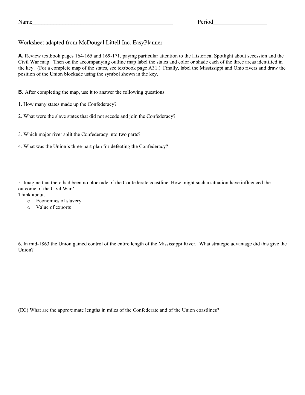 Worksheet Adapted from Mcdougal Littell Inc. Easyplanner