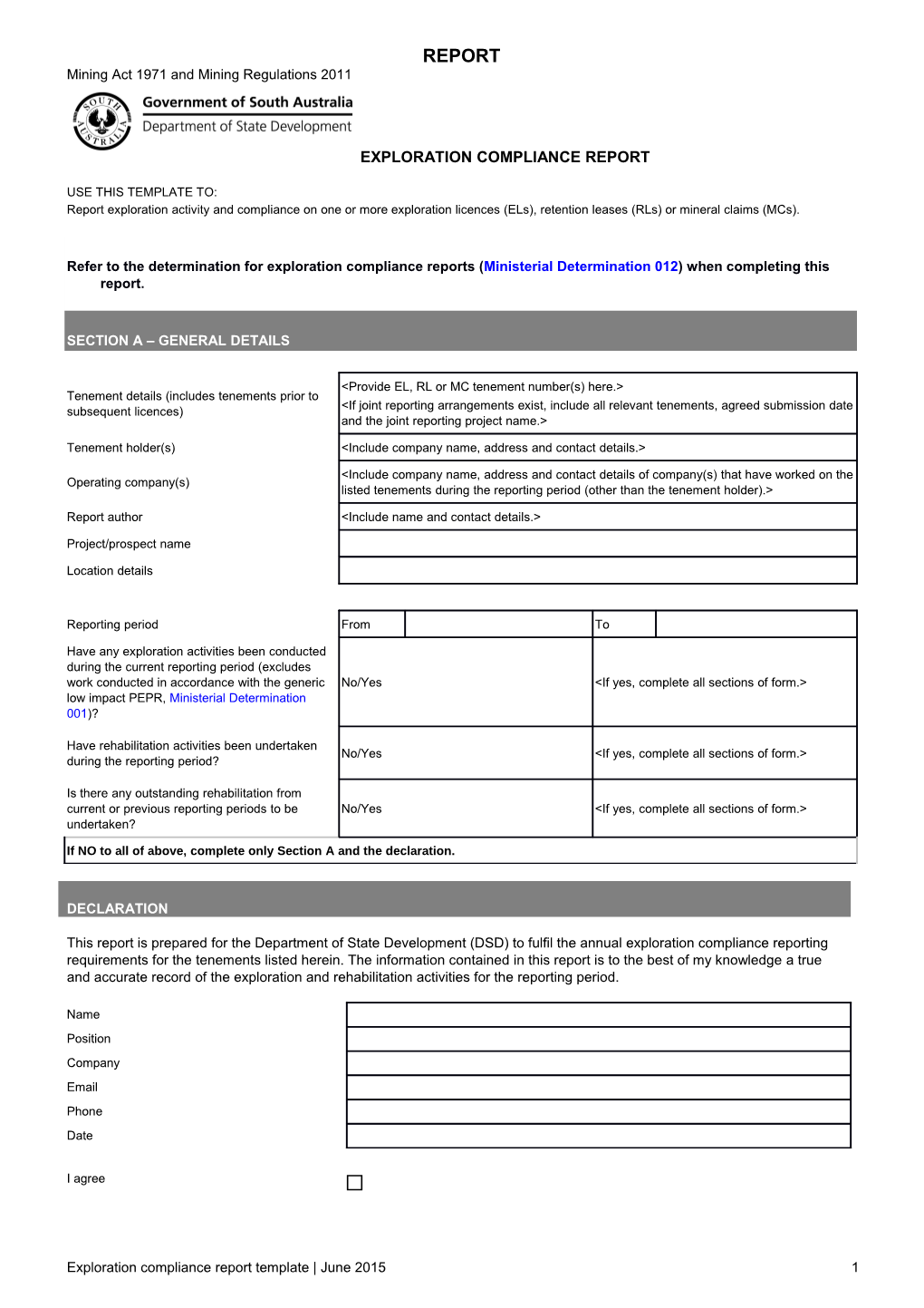 Exploration Compliance Report Template