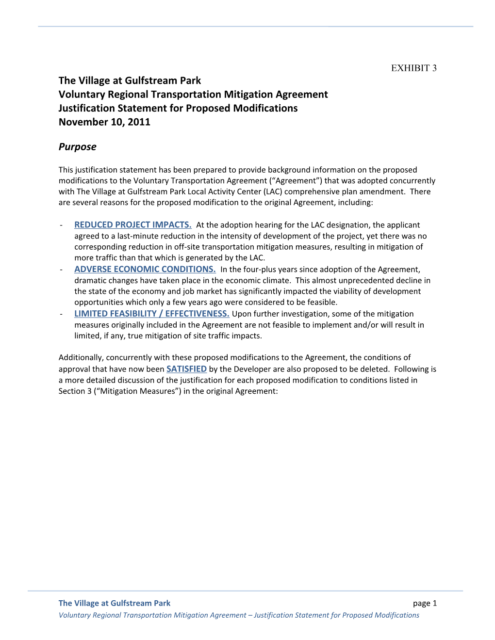 Voluntary Regional Transportation Mitigation Agreement