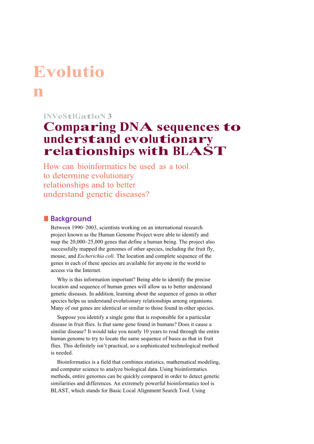 Comparing DNA Sequences to Understand Evolutionary Relationships with BLAST