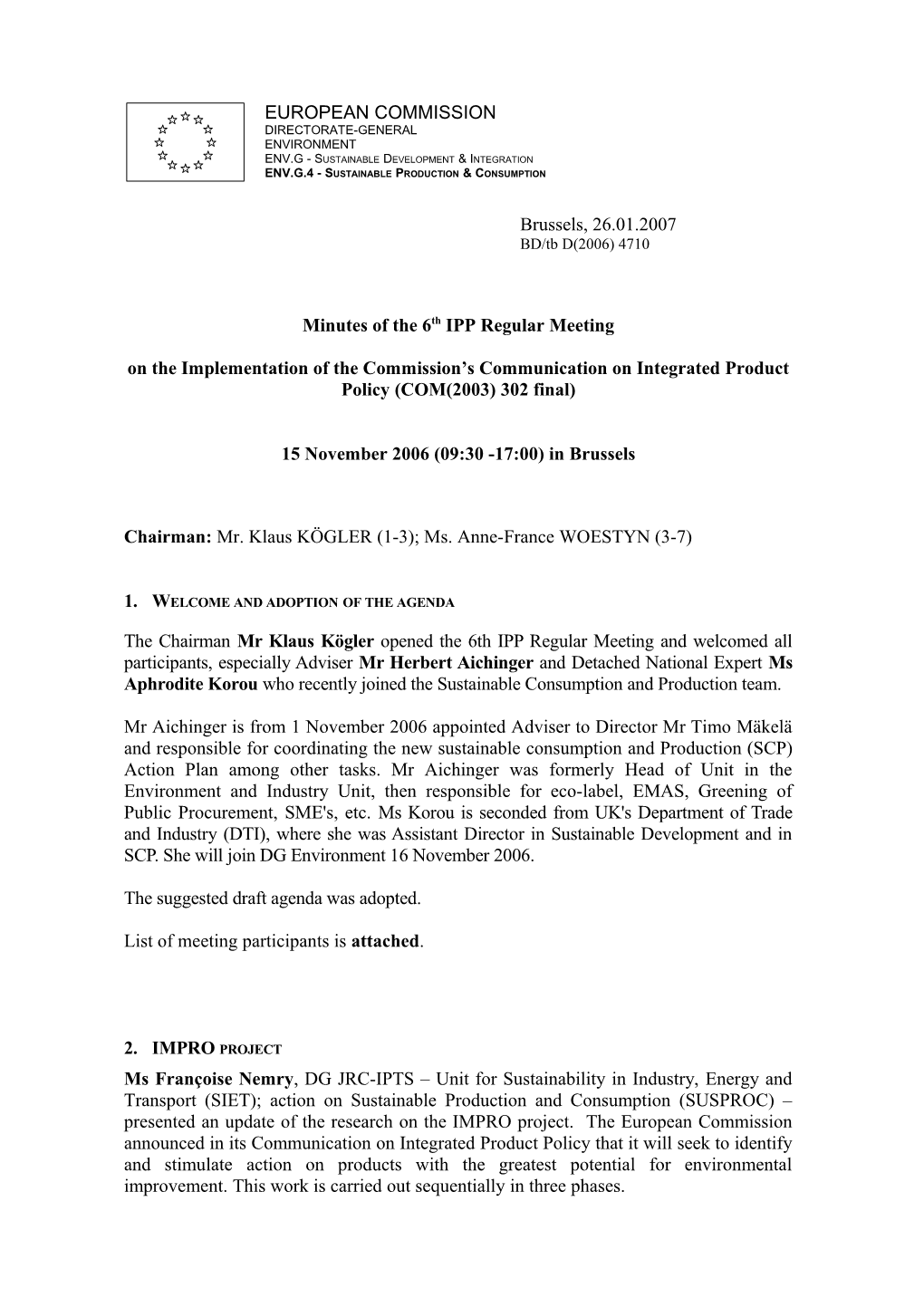 Minutes of the 6Th IPP Regular Meeting