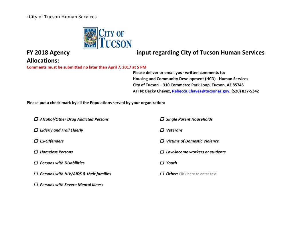 City of Tucson Human Services