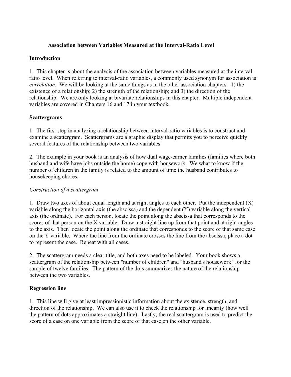 Chapter 15: Association Between Variables Measured at the Interval-Ratio Level