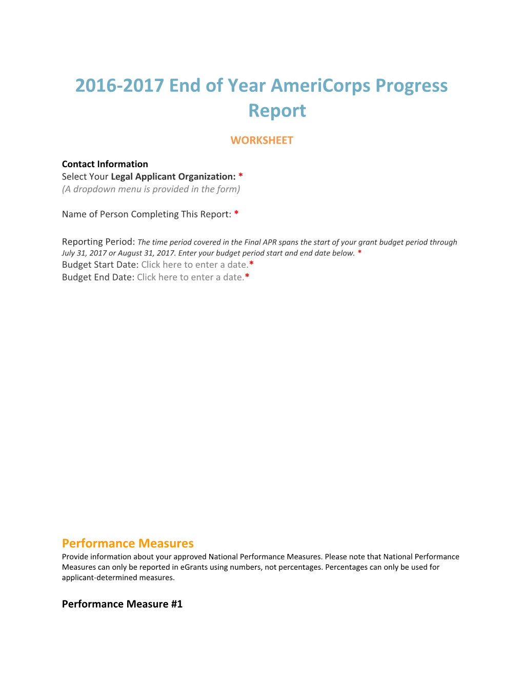 2016-2017 End of Year Americorps Progress Report