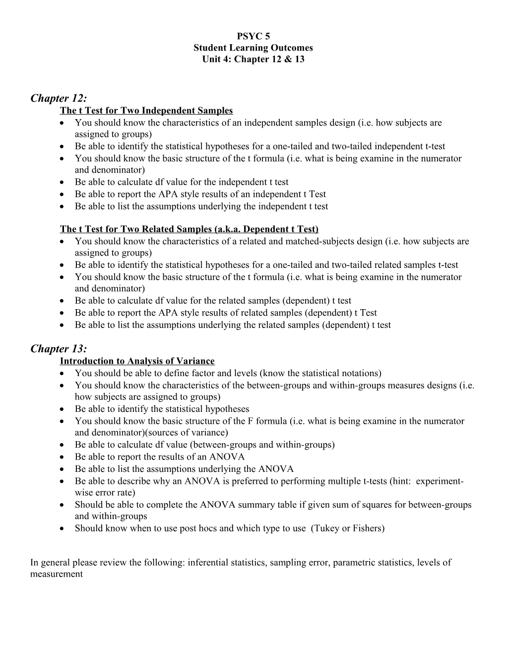 The T Test for Two Independent Samples