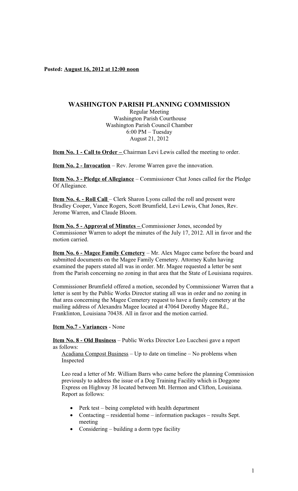 Washington Parish Planning Commission s1