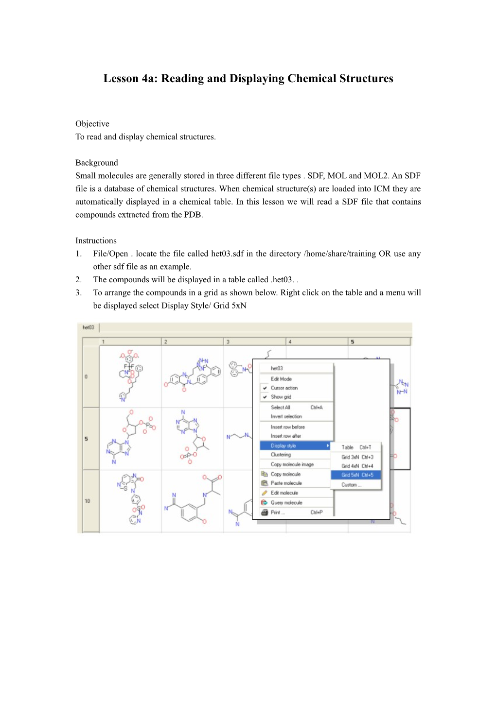 Lesson 4A: Reading and Displaying Chemical Structures
