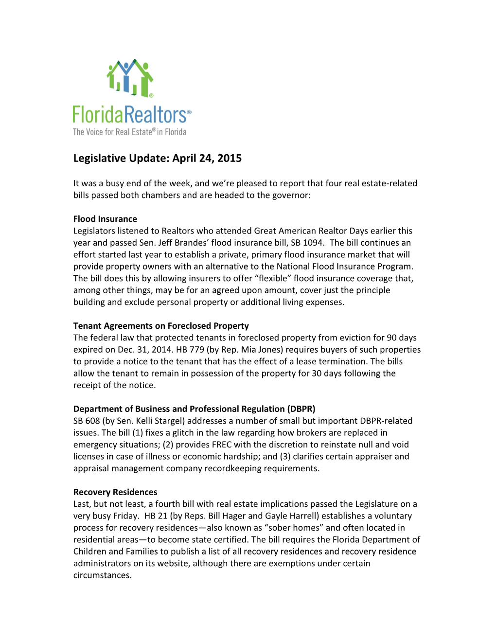 Tenant Agreements on Foreclosed Property