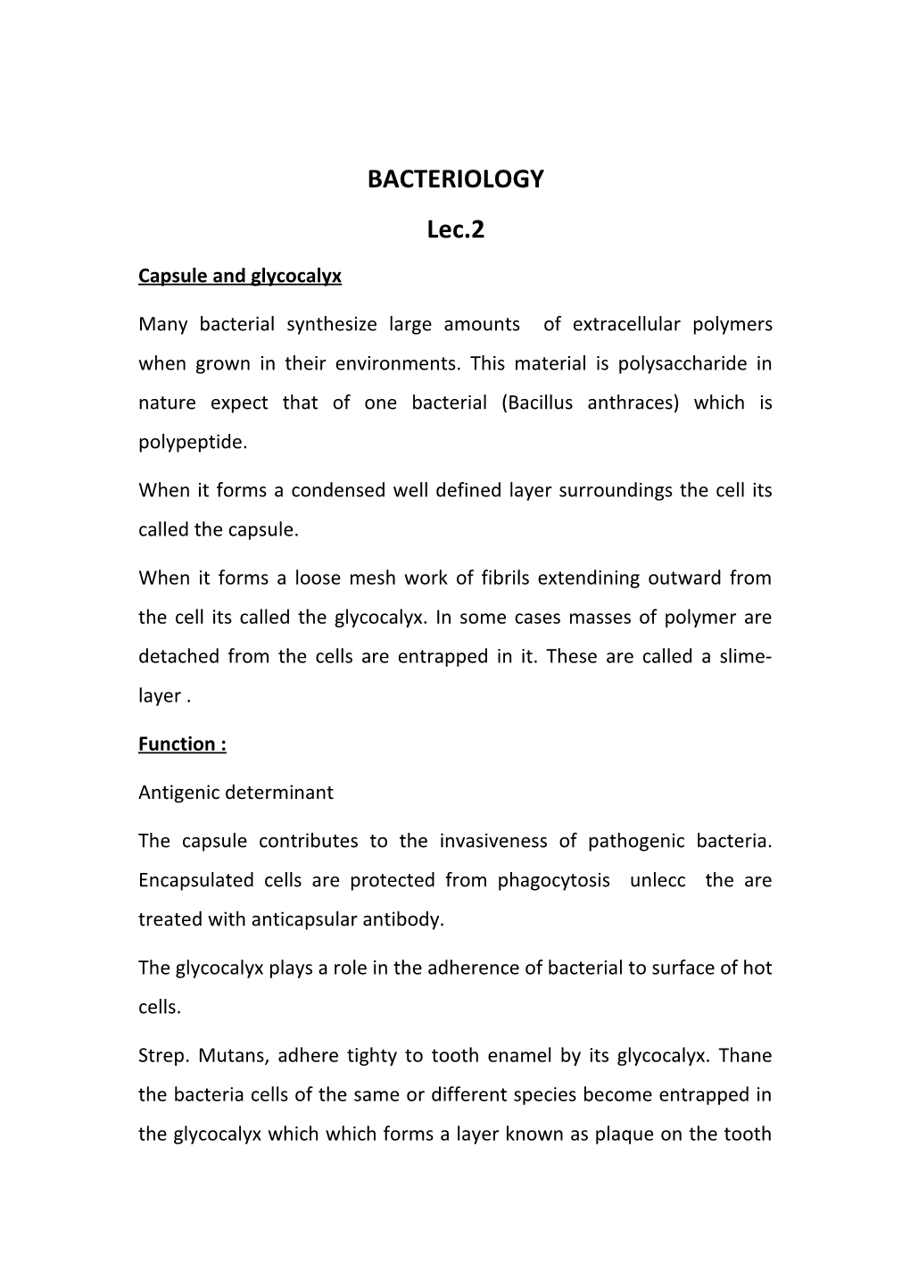 Capsule and Glycocalyx